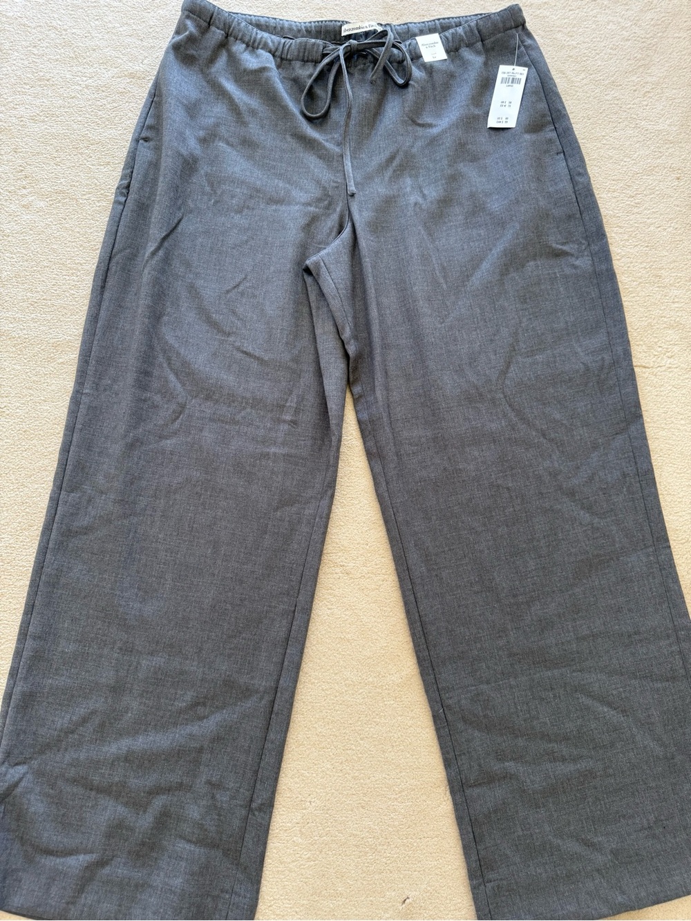 Abercrombie & Fitch Gray Wide-Leg Drawstring Trousers